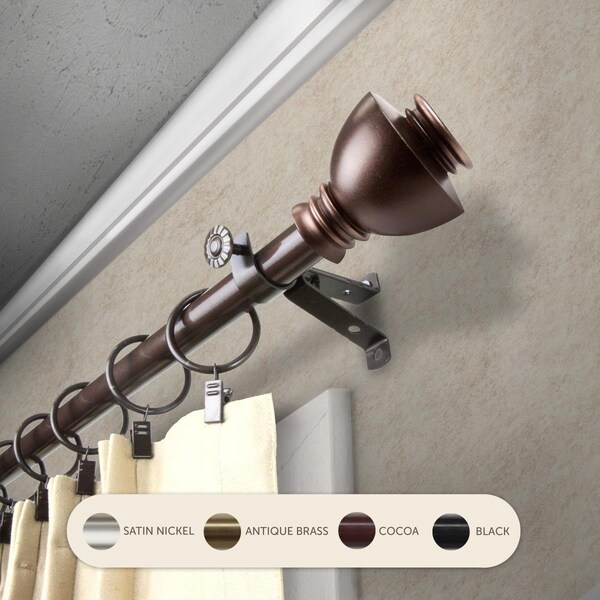 Kd 0.8125 in. Kingsly Curtain Rod with 28 to 48 in. Extension, Cocoa KD3723430 - main